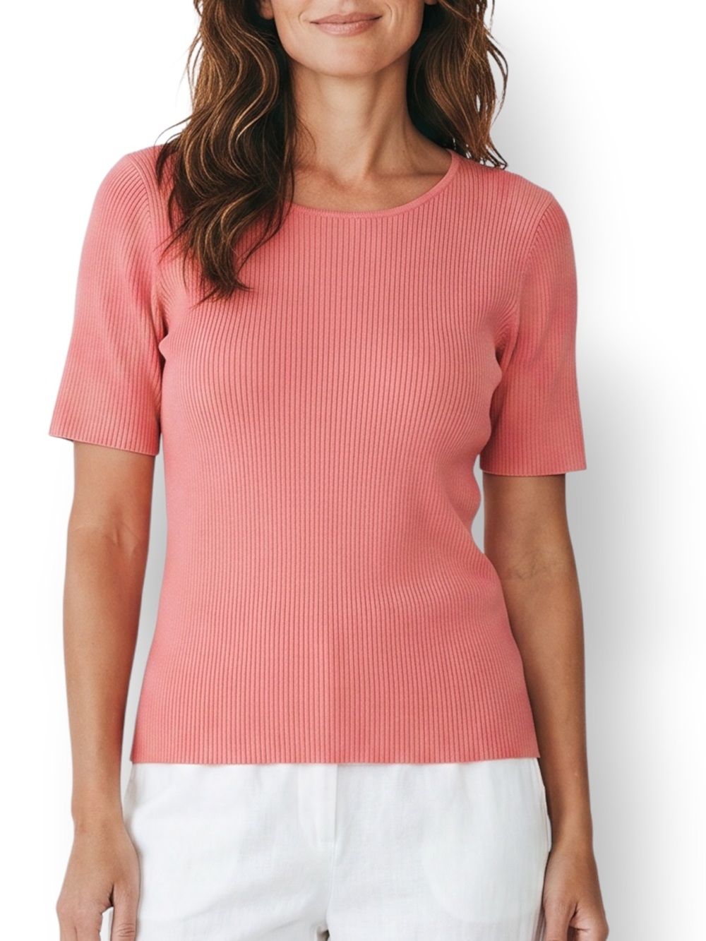 4/$20 Ribbed Knit Short Sleeve Top Dusty Rose Pink Small